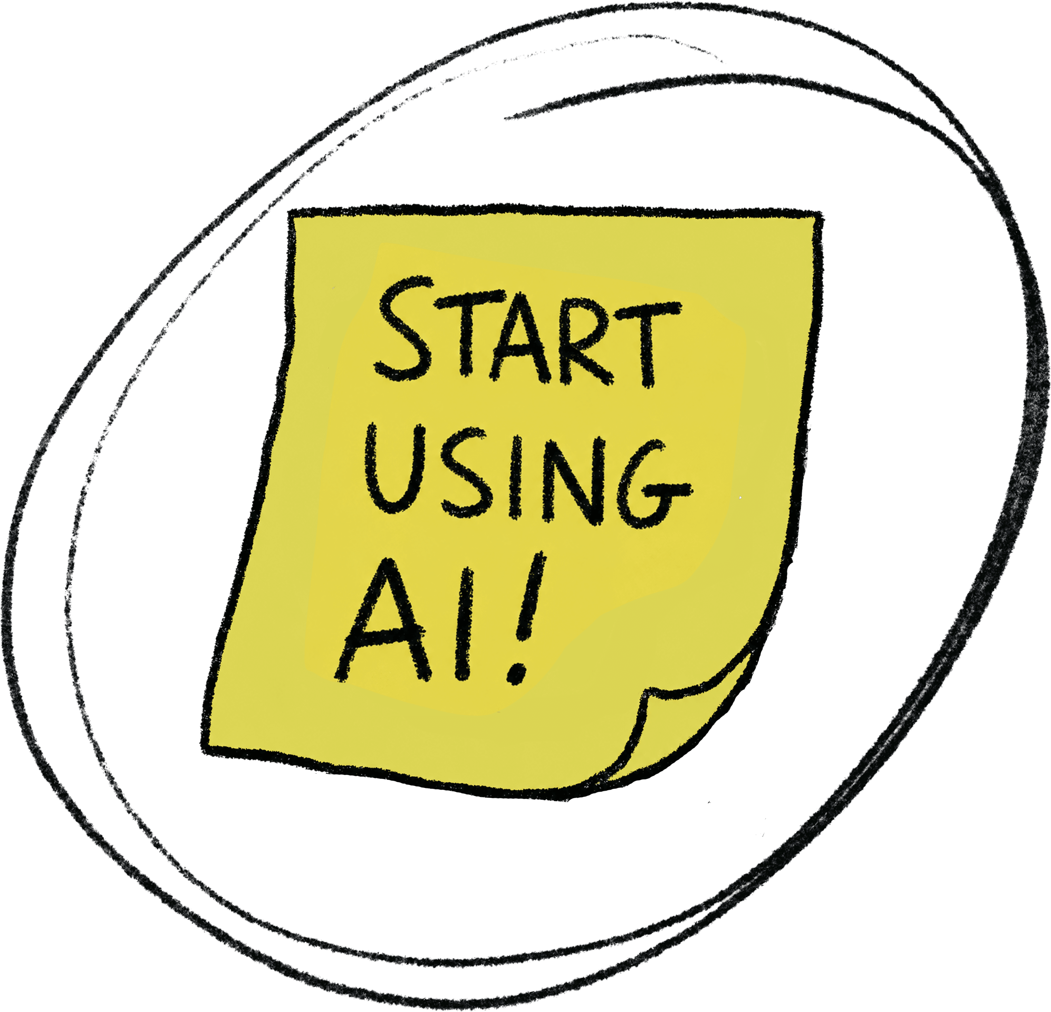 Illustration with the message ‘Starting to use AI!’
